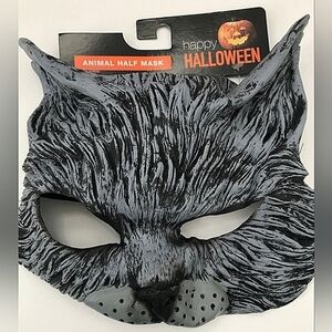Halloween Cat Half Face Mask Adult Gray Flexible Costume Cosplay Animal Kitty NW